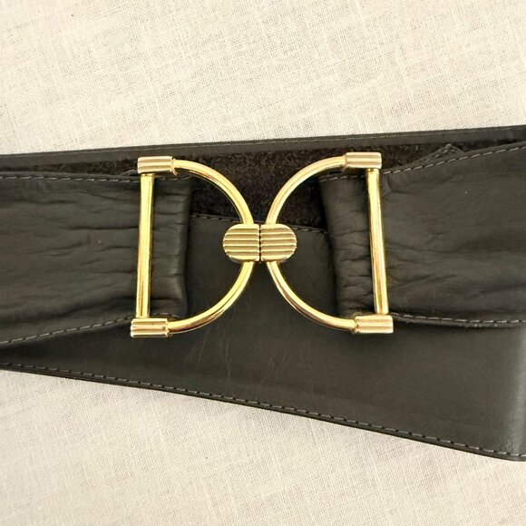 Vintage Genuine Leather Gray Belt With Gold-Tone Buckle Made In Brazil Size M main image 6